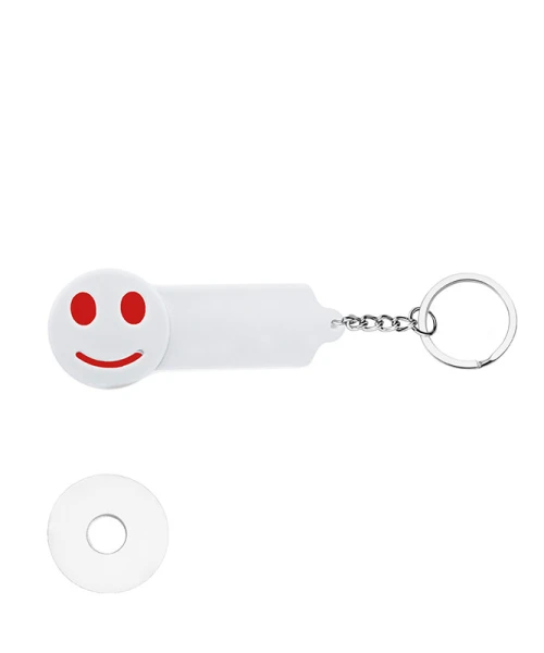 Portachiavi in plastica – Smile con gettone